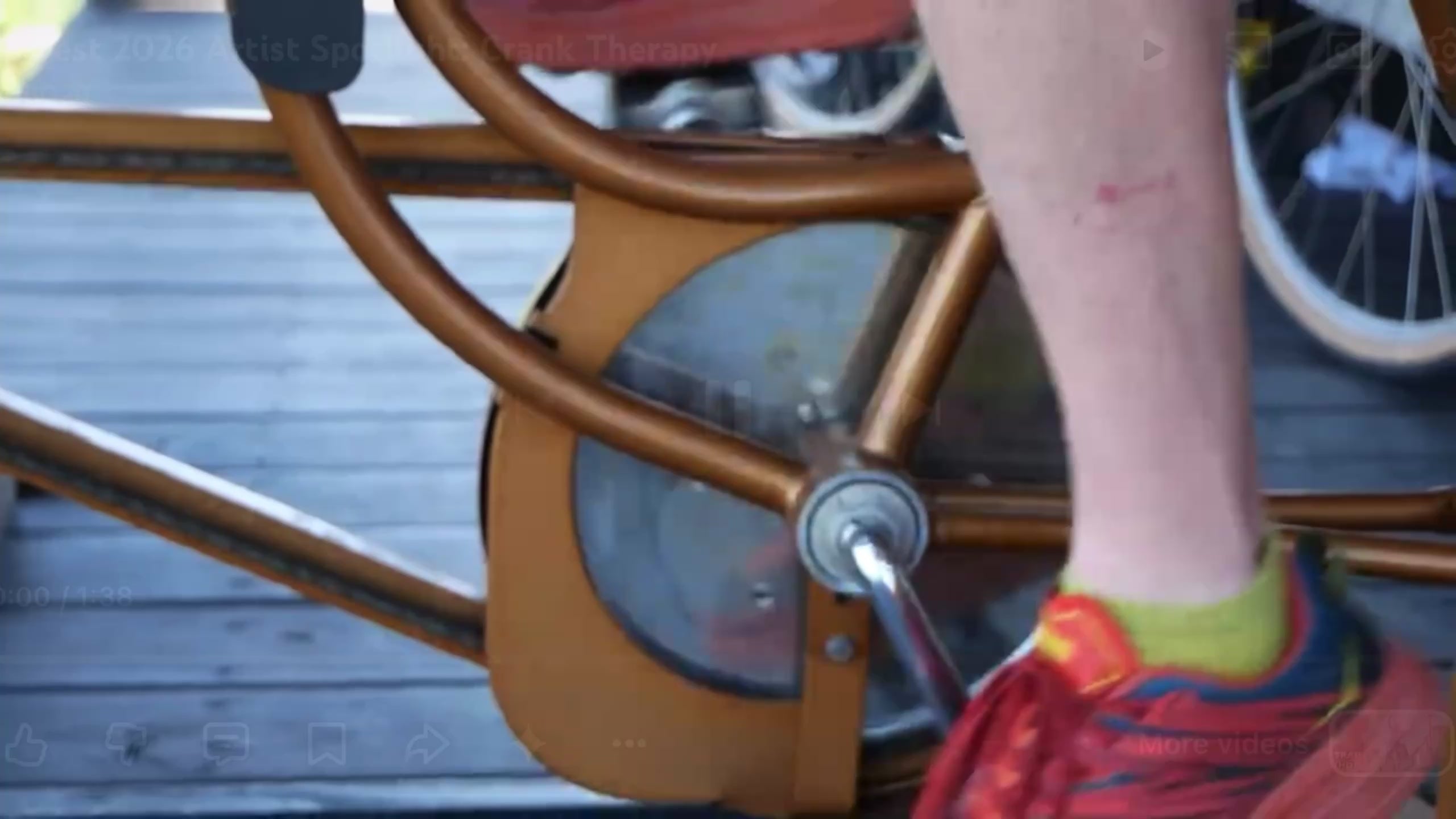 Load video: this is a story about how Ben Masters started crank therapy and why he uses a bicycle powered sewing machine.